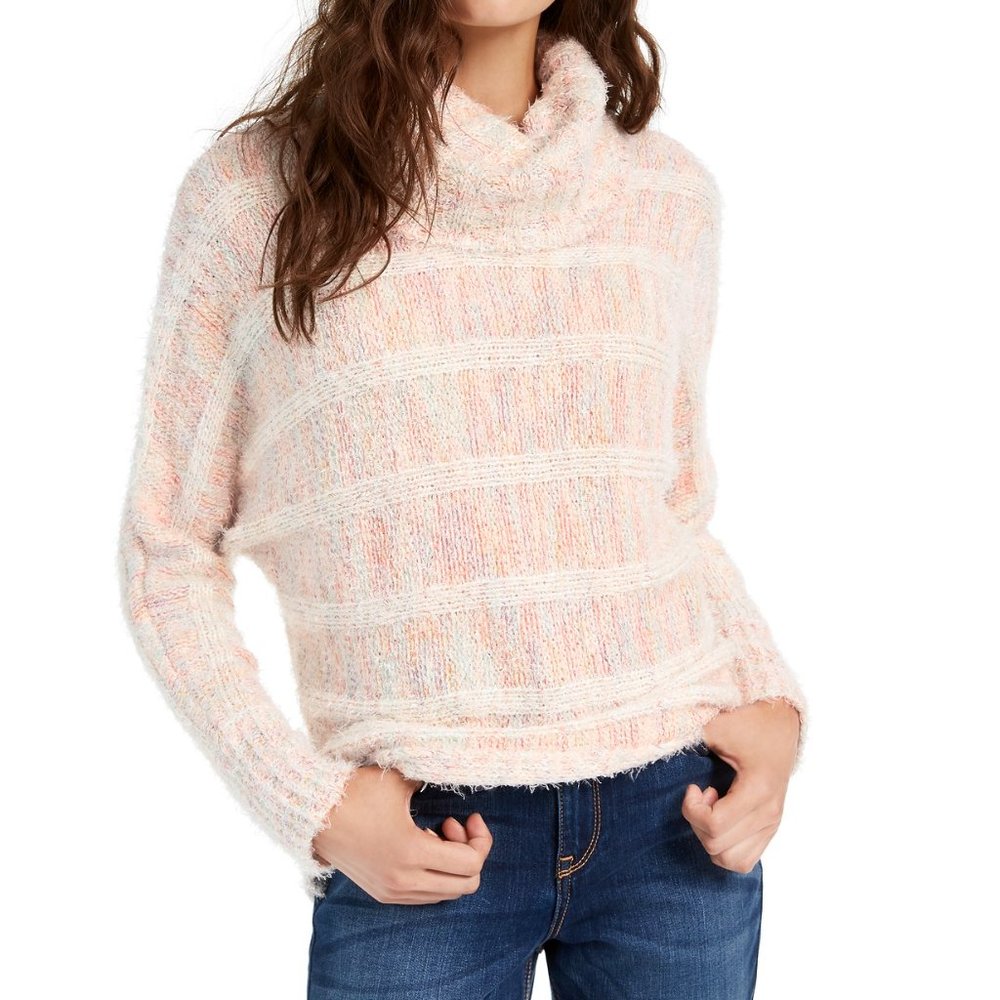 American Rag Juniors Sweater Turtleneck Pink White - Picture 1 of 2
